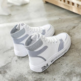 Rarove High top casual shoes women autumn flat bottom leather all-match women's white shoes women's shoes leather sneakers