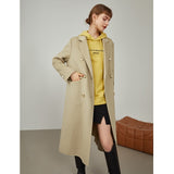 Women Mid-length Suit Collar Woolen Coats Slim Trench Coat Style 100% Wool Coat Retro Commuter Solid Straight Jackets