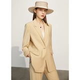 Amii Minimalism Spring New Women&#39;s Suit Offical Lady Solid Lapel Blazer Women Causal High Waist Suit Pants 12130081