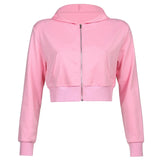 Heart Printed Cropped Sweet Hoodies Aesthetic 90s Vintage Zip Up Sweatshirt Short Jackets Pink Casual Basic Hoodie