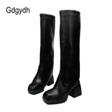 Patchwork Western Boots Leahter Women Long Riding Boots Square Toe Winter Crotch Thigh High Boots Punk Style Hot INS