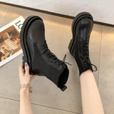 Ankle Boots for Women 2022 Autumn Motorcycle Boots Thick Heel Platform Shoes Woman Slip on Round Toe Fashion winter Boots AB998