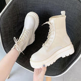 Ankle Boots for Women 2022 Autumn Motorcycle Boots Thick Heel Platform Shoes Woman Slip on Round Toe Fashion winter Boots AB998