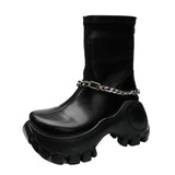 Platform Ankle Shoes Creepers Women Vulcanize Shoes Thick Soled Winter Boots Autumn Sexy Metal Chiain 90s Girls Gothic