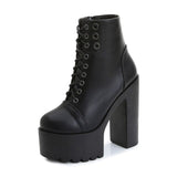 Womens Comfy Booties Platform Stage Performance Shoes High Heels White Black Chunky Heel Cosplay Shoes For Lady Zipper