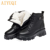 Women Winter Boots Genuine Leather 2022 New Fashion Natural Wool Warm Martin Boots Women Thick-soled Women's Ankle Boots