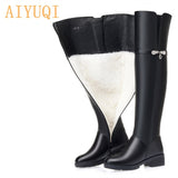 Winter Boots Women Knee High Long Boots Genuine Leather Waterproof Women Thigh High Boots Large size women's boots