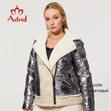 Astrid 2022 Winter Women's Parkas Plus size Thick Cotton warm short Jackets Female Coats with Hooded leather Bio Fleece Outwear