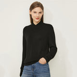 Minimalism Winter Sweater For Women Elegant Stand Collar Loose Knitted Tops Office Lady Cashmere Sweaters Pullover