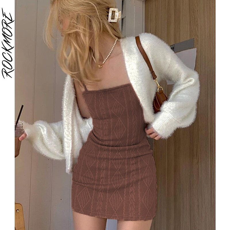 White Cropped Sweater Cardigans Autumn Winter Knitwear Women Aesthetic Casual Loose Open Stitch Outerwear 2021
