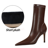 Pu Leather Boots Women Ankle Boots Sexy High-heel Boots Autumn Winter Shoes Short Boots Plus Size 43 women Heels