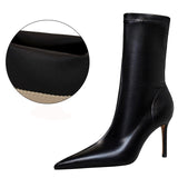 Pu Leather Boots Women Ankle Boots Sexy High-heel Boots Autumn Winter Shoes Short Boots Plus Size 43 women Heels