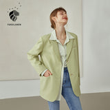 Office Lady Newly Autumn 2021 Single Breasted Blazer Women Korean Style High-quality Pure Color Casual Suit Coats