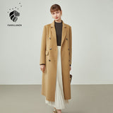 Women Mid-length Suit Collar Woolen Coats Slim Trench Coat Style 100% Wool Coat Retro Commuter Solid Straight Jackets