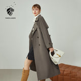 Windbreaker Women Autumn Mid-length Casual British Windbreaker Jackets Retro Women Clothes Brown Short Trench Coat