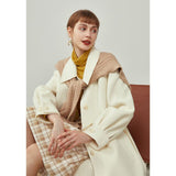 Women Mid-length Double-sided Woolen Coat Gentle Wind Skirt Type Creamy White 100% Wool Coat Commuter Simple Jackets
