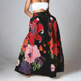 Rarove High Waist Maxi Skirts Women Floral Printed Elegant A-Line Skirt Fashion Casual Loose Vintage Party Skirts