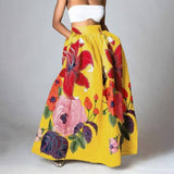 Rarove High Waist Maxi Skirts Women Floral Printed Elegant A-Line Skirt Fashion Casual Loose Vintage Party Skirts