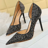 Sequin Cloth Woman Pumps Sexy High Heels Fashion Shine Wedding Shoes Pointed Toe Women Heels Stiletto Plus Size 43