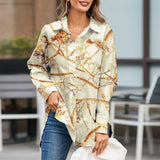 2022 Fashion Women Long Shirt Elegant Long Sleeve Blouse Casual Buttons Vintage Tops Color Patchwork Asymmetrical Blusas