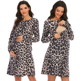 Spring Trendy Long-Sleeve Nursing Dress Pregnancy Casual Dress Evening Dress for Pregnant Women Maternity S-XXL Clothes