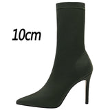 Women Boots Fashion Ankle Boots Pointed Toe Stretch Boots Autumn Stiletto Socks Boots High Heels Ladies Shoes 2021