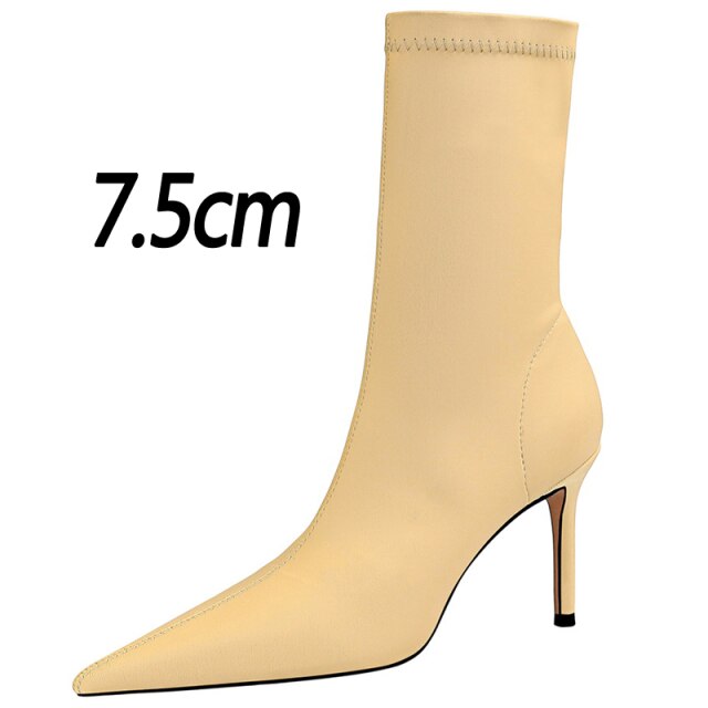 Women Boots Fashion Ankle Boots Pointed Toe Stretch Boots Autumn Stiletto Socks Boots High Heels Ladies Shoes 2021