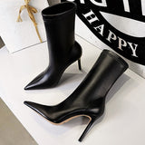 Leather Boots Women Ankle Boots Autumn Winter Boots Women High Heels Short Boots Ladies Booties Chaussures Femme