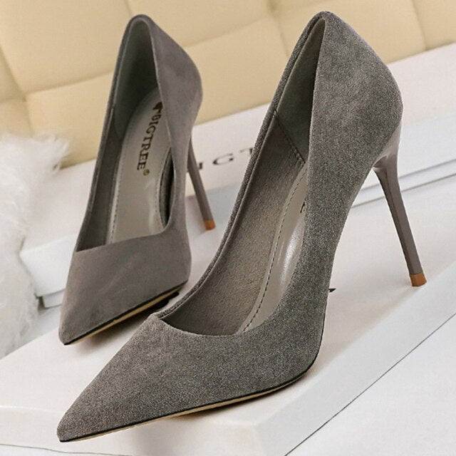 Suede Woman Pumps New High Heels For Women Office Shoes Fashion Stiletto Heels Women Basic Pump Plus Size 42 43