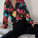 Fashion Satin Blouse 2022 Autumn Women Long Sleeve Chemisier Vintage Buttons Lapel Street Party Shirts Elegant Silk Tops