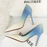 Women Pumps Gradient Color Matching Shoes High Heels Fashion Office Shoes Stiletto Heels Ladies Shoes Plus Size 43