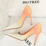 Women Pumps Gradient Color Matching Shoes High Heels Fashion Office Shoes Stiletto Heels Ladies Shoes Plus Size 43