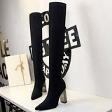 Women Over-the-knee Boots Metal Heel Women Boots Autumn Winter Shoes Sexy Thigh High Boots Long Boots Plus Size 43