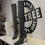 Women Over-the-knee Boots Metal Heel Women Boots Autumn Winter Shoes Sexy Thigh High Boots Long Boots Plus Size 43