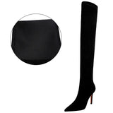Suede Sexy Over-the-Knee Boots Black Plush Warm Women Winter Boots Thin High Heel Boots Long Boots Plus Size 42 43
