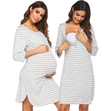 Fashion Women Maternity Dress Stripe Breastfeeding Dresses Maternity Clothes for Pregnant Women Clothing O-Neck Pregnancy Dress