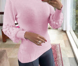 Rarove England Style Women Solid Color Sweaters Hollow Out Design O-Neck Long Lantern Sleeve Autumn Winter Casual Loose Knitted Top