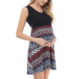 Pregnant Dress Sleeveless V-Neck Print Maternity Dress Nursing Dress Spring And Summer Trendy Bohemian Slim Fit Dress