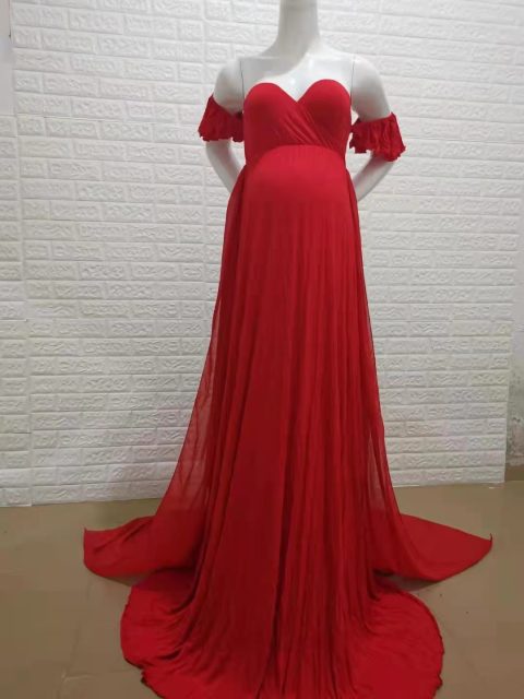 Sexy Maternity Evening Dresses Pregnancy Dress For PhotoShoot Chiffon Long Pregnant Women Maxi Gown Photography Prop Baby Shower