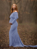 Ruffles Maternity Dresses For Photo Shoot Long Pregnancy Dress Photography Props Off Shoulder Pregnant Women Maxi Maternity Gown