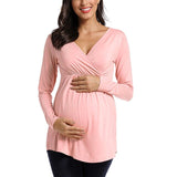 New Maternity Long Sleeve Shirts Maternity Clothes Pregnant Spring Blouse Breastfeeding V -Neck Sexy Tops Pregnancy Breastfeed