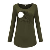Pregnancy Blouse Maternity Clothes Breastfeeding Top Mama Tops O neck Pregnant Clothes for Women Top Long Sleeve Shirt
