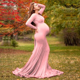 RAROVE Elegant Cotton Maternity Dresses For Photo Shoot Pregnant Women Dress Long Sleeve V-Neck Pregnancy Photography Shower Dress