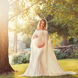 Ruffle Sleeve Shawl Maternity Photography Props Dresses For Pregnant Chiffon Maternity Dresses For Photo Shoot Pregnancy Dresses