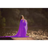 Ruffle Sleeve Shawl Maternity Photography Props Dresses For Pregnant Chiffon Maternity Dresses For Photo Shoot Pregnancy Dresses
