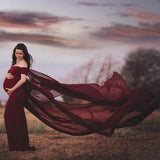 Maternity Photography Props Pregnancy Dress Photo Shooting Off Shoulder Pregnant Shawl Fluttering Dresses For Women Maxi Gown