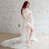 Sexy Maternity Photography Dresses Eyelash Lace Pregnancy Shoot Dress Long Women Maxi Maternity Gown Photo Prop 2022