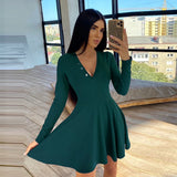 Women Vintage Front Buttons Knitted Dress Long Sleeve Sexy V neck Solid Elegant Casual Mini Dress 2022 Winter New Fashion Dress