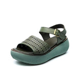 Women sandals platform wedges shoes 2022 new sandals women genuine leather open toe retro hollow women summer footwear