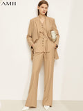Minimalism Women Blazer Set Fashion Blazer Coat Vneck Buttons Vest Women's Pants Elegant Female Clothing Lady Suit